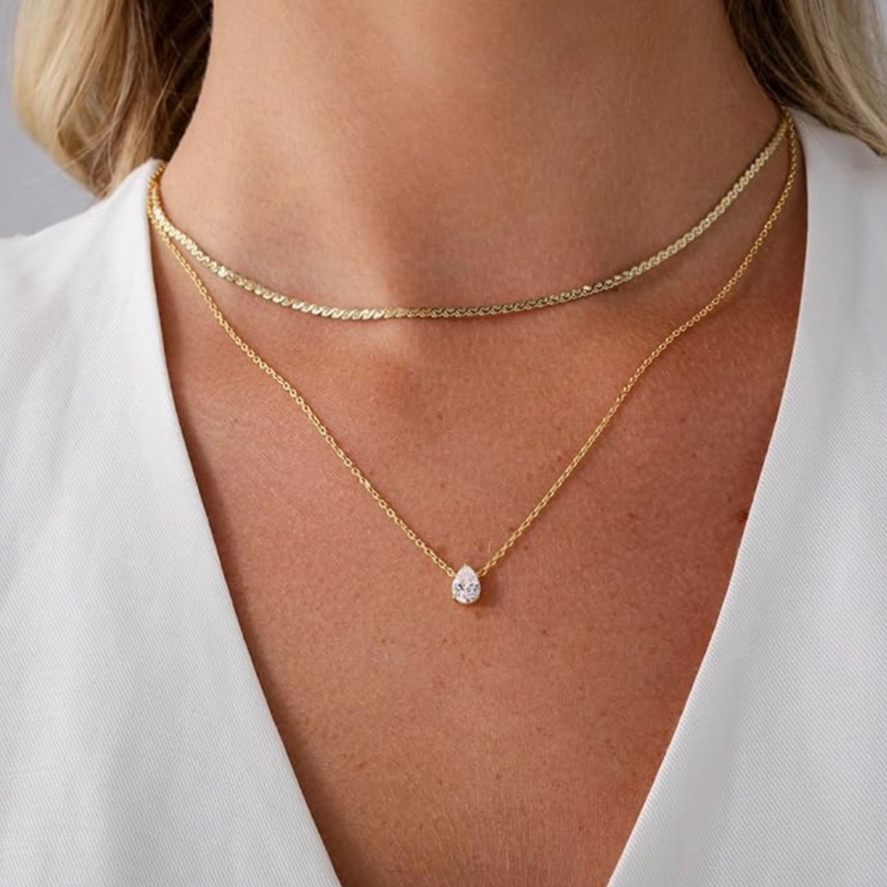 NEW 14K Gold Plated Twisted Singapore Chain Layering Choker Necklace